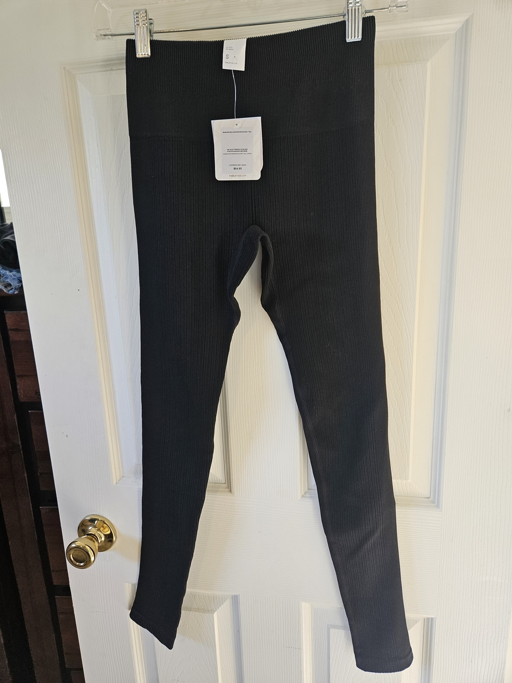Fabletics Black Ribbed Leggings with High Waist